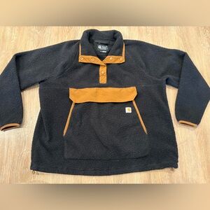 Carhartt Black Sherpa Hoodie with Tan Accent